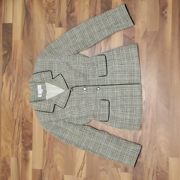 Tahari Arthur S. Levine Tweed blazer & Pant Suit Sz 4 Petite office sage / green - Picture 2 of 10